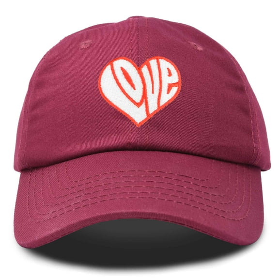 DALIX Love Heart Hat Womens Embroidered Baseball Cap in Maroon