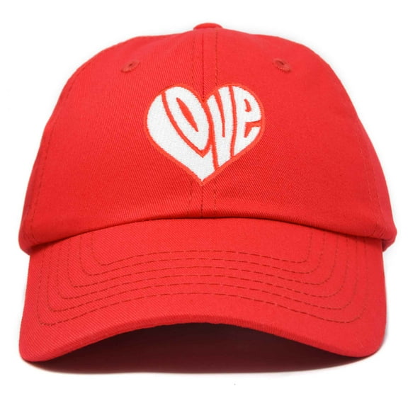 DALIX Love Heart Hat Womens Embroidered Baseball Cap in Red