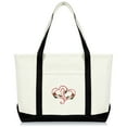 thumbnail image 1 of DALIX Love Intertwining Heart Womens Premium Embroidered Tote Bag in Black, 1 of 4