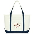 thumbnail image 1 of DALIX Love Intertwining Heart Womens Premium Embroidered Tote Bag in Navy Blue, 1 of 4