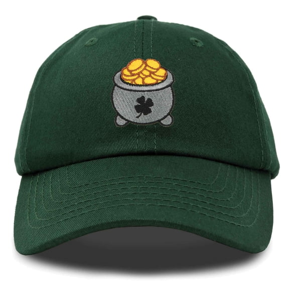 DALIX Lucky Pot Of Gold Hat Womens Embroidered Baseball Cap in Dark Green