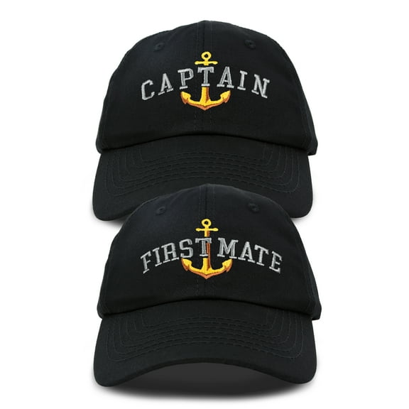DALIX Matching Captain And First Mate Hat Set Embroidered Ball Cap in Black