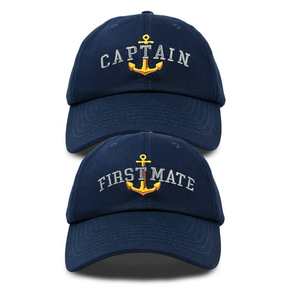 DALIX Matching Captain And First Mate Hat Set Embroidered Ball Cap in Navy Blue