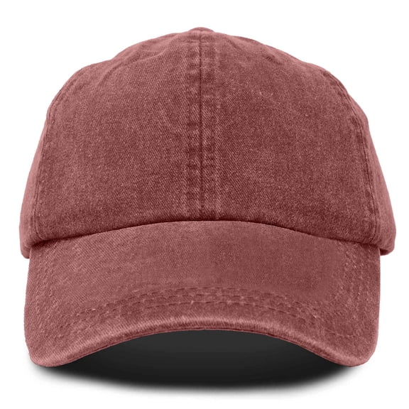 DALIX Mens Pigment Dyed Washed Cotton Cap - Adjustable Hat 6 Panel Unstructured (Red)