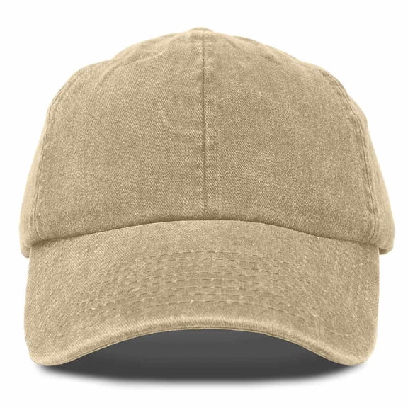 DALIX Mens Pigment Dyed Washed Cotton Cap - Adjustable Hat 6 Panel Unstructured (Stone White)