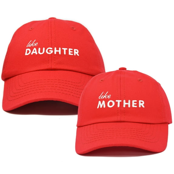 DALIX Mommy and Me Embroidered Hats Dad Caps Like Mother Like Daughter Hat Red