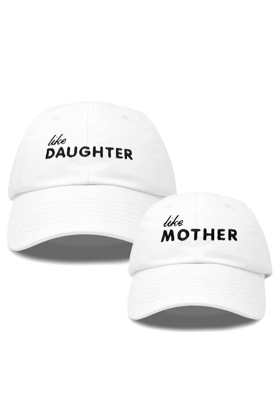 Mommy and Me Embroidered Hats Dad Caps Like Mother Like Daughter Hat White