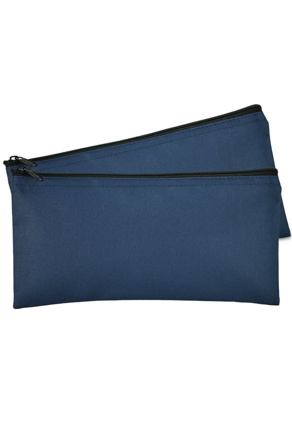 Money Deposit Bags with Zipper Closure, Navy Blue, (2 Pack)
