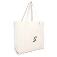 thumbnail image 1 of DALIX Monogram Bag Personalized Totes For Women Open Top Natural Letter G, 1 of 8