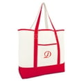 thumbnail image 1 of DALIX Monogram Bag Personalized Totes For Women Open Top Red Initial D, 1 of 8