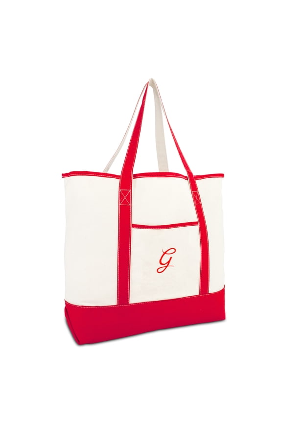 Monogram Bag Personalized Totes For Women Open Top Red Initial G