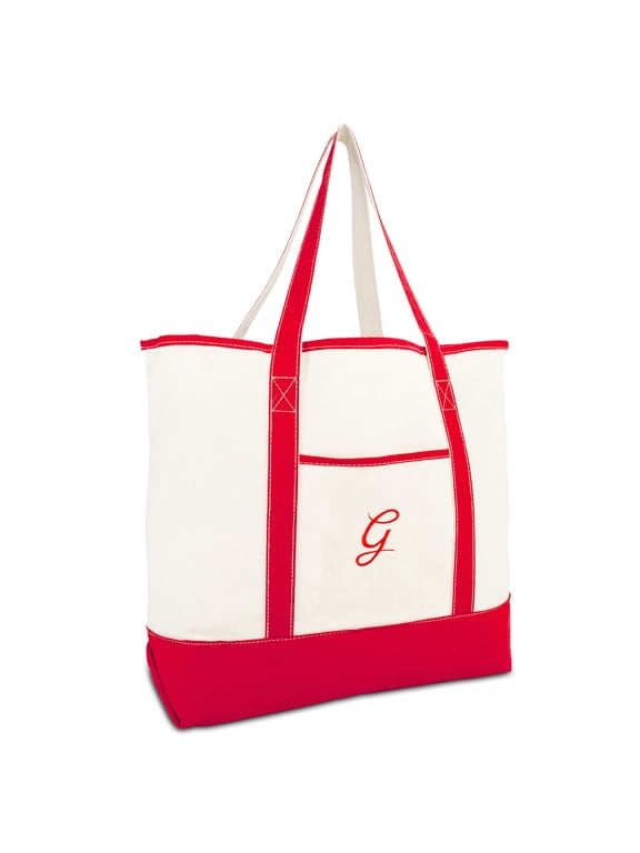 Monogram Bag Personalized Totes For Women Open Top Red Initial G