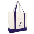 thumbnail image 1 of DALIX Monogram Tote Bag Shoulder Bag Teacher Zippered Purple Letter S, 1 of 8