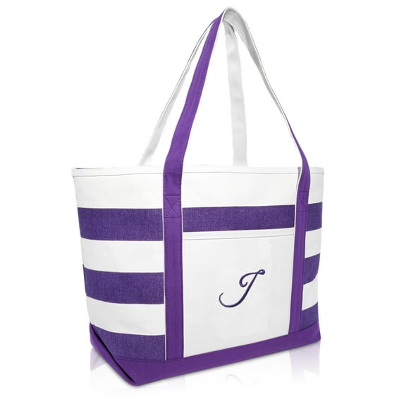 DALIX Monogrammed Beach Bag and Totes for Women Personalized Gifts Purple J