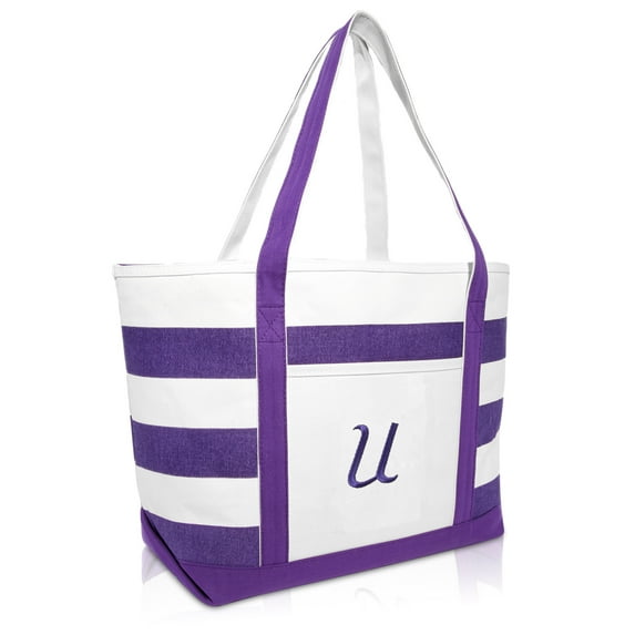 DALIX Monogrammed Beach Bag and Totes for Women Personalized Gifts Purple U
