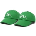 thumbnail image 1 of DALIX Mr and Mrs Baseball Cap Matching Couples Hat Set in Kelly Green, 1 of 7