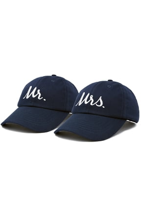 Mr and Mrs Baseball Cap Matching Couples Hat Set in Navy Blue