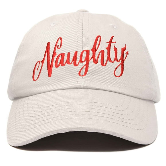 DALIX Naughty or Nice - Naughty Christmas Hat Womens Embroidered Baseball Cap in Beige