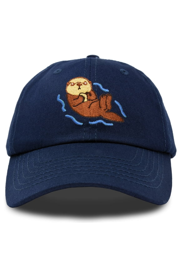 Otter Cap Animal Dad Hat Embroidered Nature Mom Baseball Cap in Navy Blue