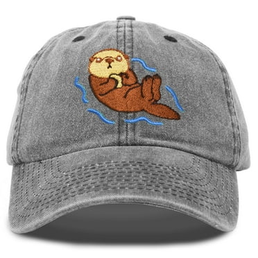 DALIX Otter Hat Embroidered Baseball Cap Vintage Cotton Denim Mens Womens in Black