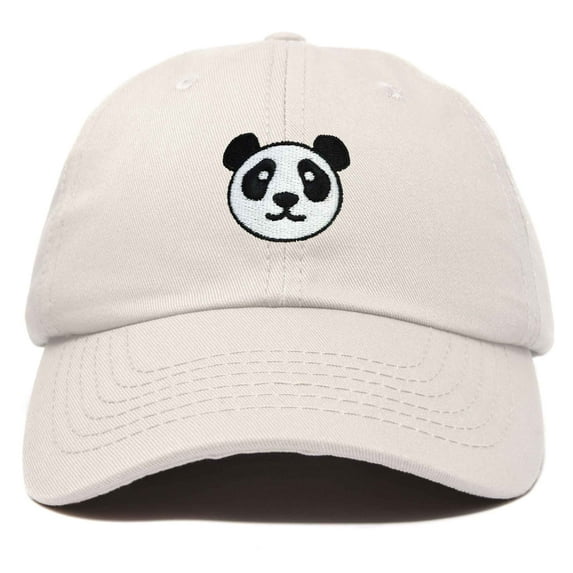 DALIX Panda Face On A Hat Mens Womens Embroidered Baseball Cap in Beige