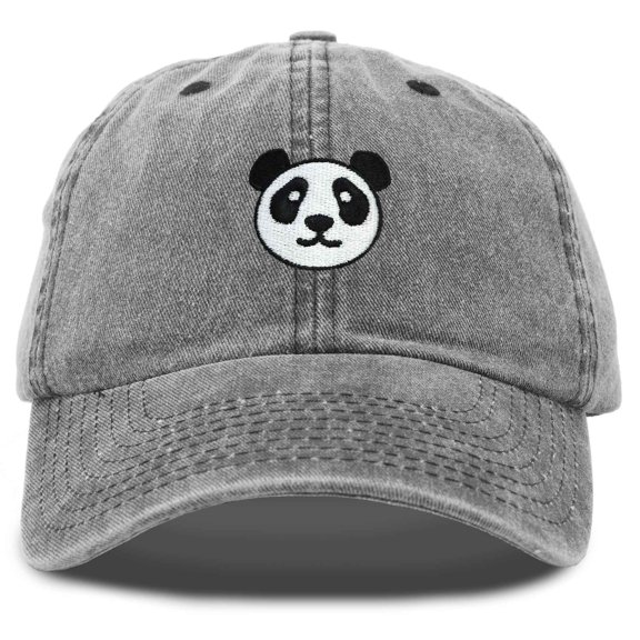 DALIX Panda Face On A Hat Mens Womens Embroidered Baseball Cap in Washed Black