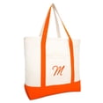 thumbnail image 1 of DALIX Personalized Shopping Tote Bag Monogram Orange Ballent Zippered Letter- M, 1 of 8