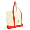thumbnail image 1 of DALIX Personalized Shopping Tote Bag Monogram Red Ballent Zippered Letter- N, 1 of 1