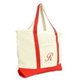 thumbnail image 1 of DALIX Personalized Shopping Tote Bag Monogram Red Ballent Zippered Letter- R, 1 of 1