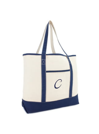 TOPDesign Personalized Initial Canvas Beach Bag, Monogrammed Gift Tote Bag  for Women