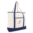 thumbnail image 1 of DALIX Personalized Tote Bag For Women Monogram Initial Open Top Navy Blue J, 1 of 8