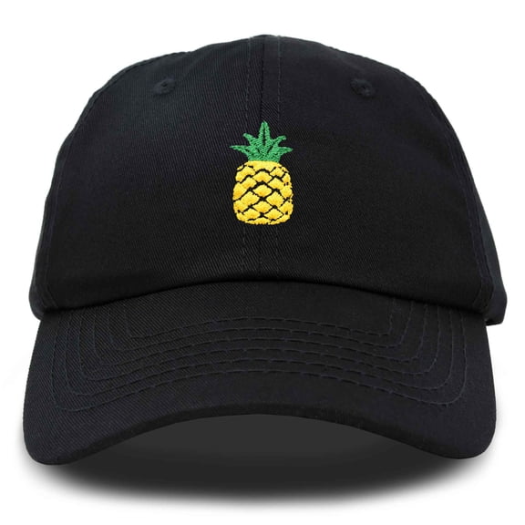 DALIX Pineapple Dad Hat Cotton Twill Baseball Cap Premium Stitched Black