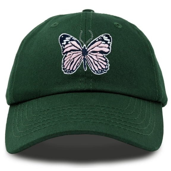 DALIX Pink Butterfly Hat Cute Womens Gift Embroidered Girls Cap in Dark Green