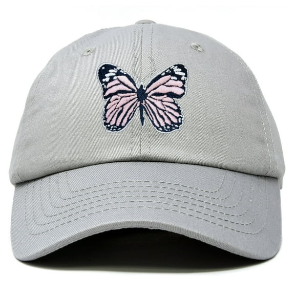 DALIX Pink Butterfly Hat Cute Womens Gift Embroidered Girls Cap in Gray