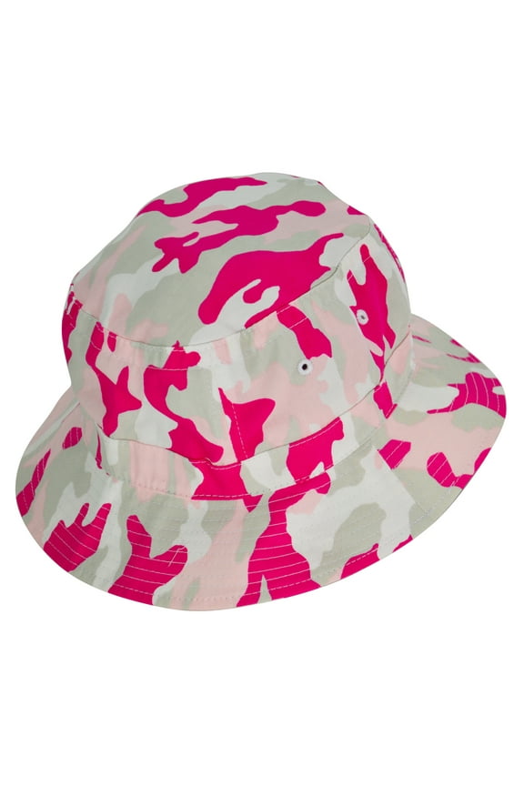 Pink Camouflage Washed Cotton Bucket Hat -Large 7 1/8 Size