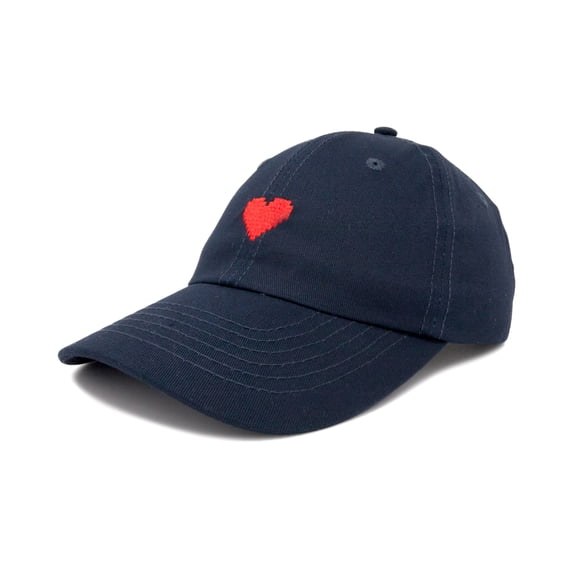 DALIX Pixel Heart Hat Womens Dad Hats Cotton Caps Embroidered Valentines Navy Blue