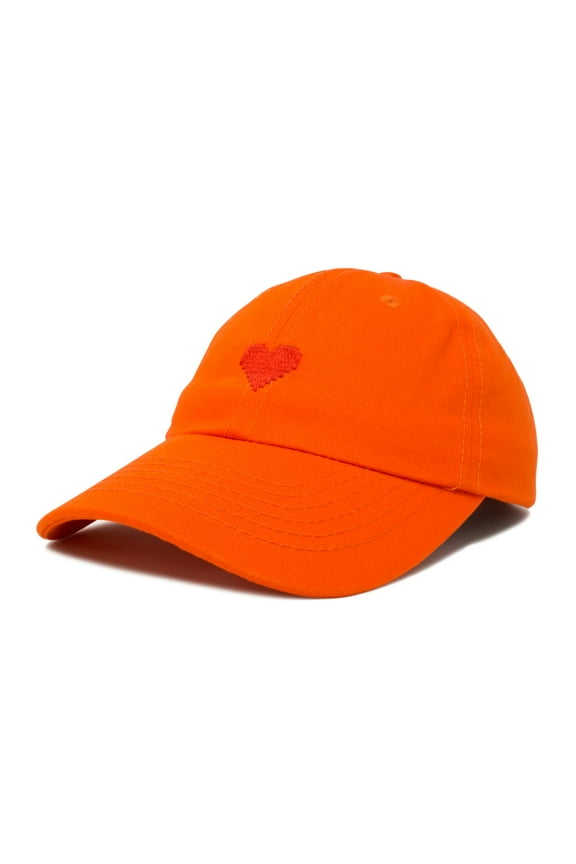 Pixel Heart Hat Womens Dad Hats Cotton Caps Embroidered Valentines Orange
