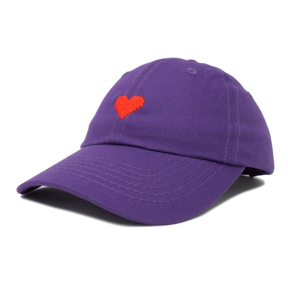DALIX Pixel Heart Hat Womens Dad Hats Cotton Caps Embroidered Valentines Purple