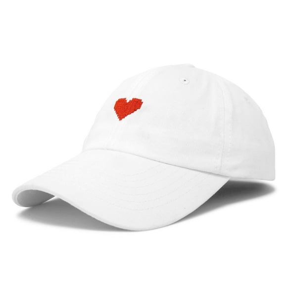 DALIX Pixel Heart Hat Womens Dad Hats Cotton Caps Embroidered Valentines White