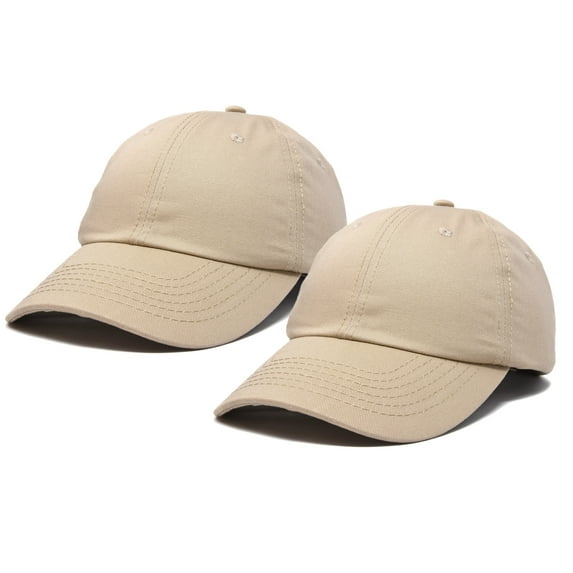 DALIX Plain Dad Hats 2 Pack Deal in Khaki