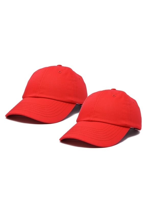 Plain Dad Hats 2 Pack Deal in Red