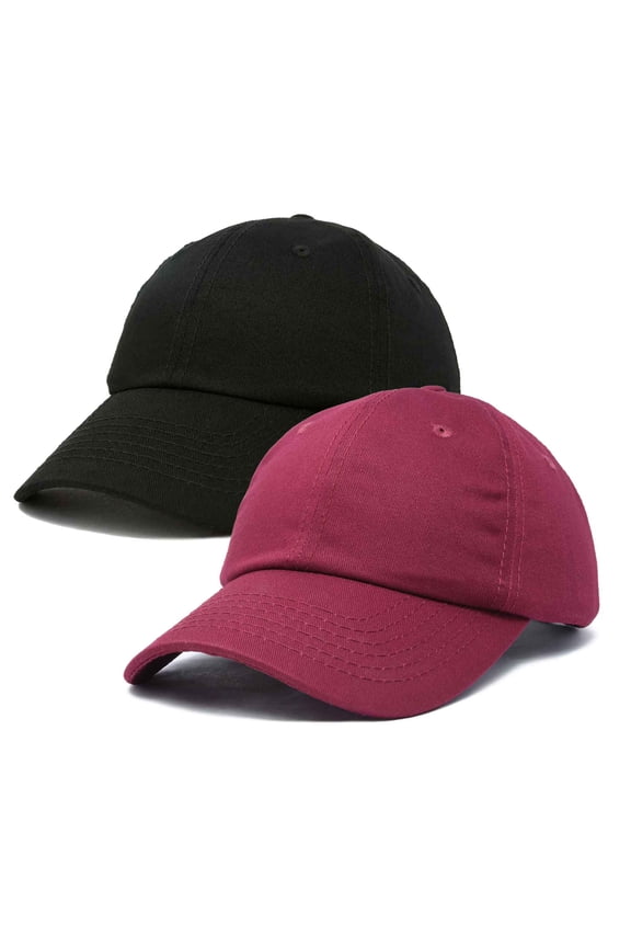 Plain Dad Hats 2 Pack in Black/Maroon