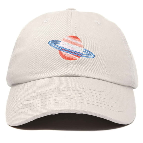 DALIX Planet Saturn Ball Cap Embroidered Hat in Beige