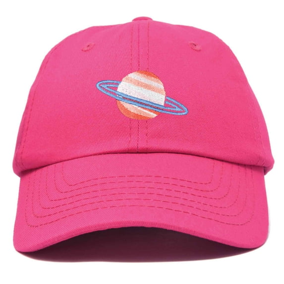 DALIX Planet Saturn Ball Cap Embroidered Hat in Hot Pink