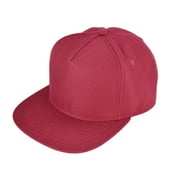 DALIX Premium 5 Panel Wool Blend Hat Flat Bill Cap Snapback Maroon