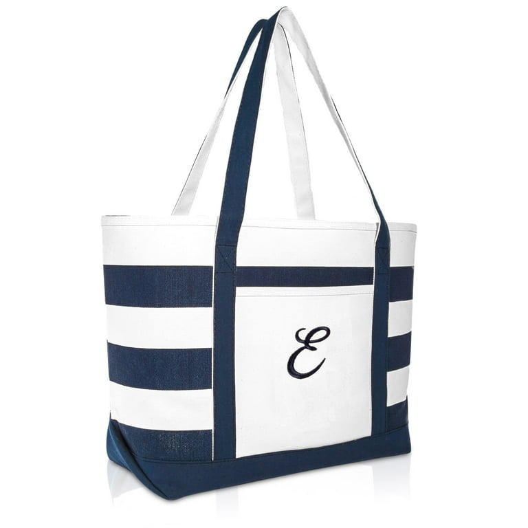 Dalix Premium Beach Bags Striped Zippered Tote Bag