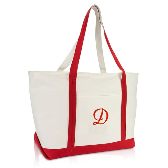 DALIX Premium Canvas Tote Bags Red Shoulder Bag Personalized Gifts D