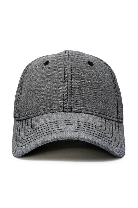 Premium Chambray Low Crown Cap Curved Bill 6 Panel Hat (Gray)