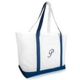 thumbnail image 1 of DALIX Quality Canvas Tote Bags Large Beach Bags Navy Blue Monogrammed P, 1 of 8