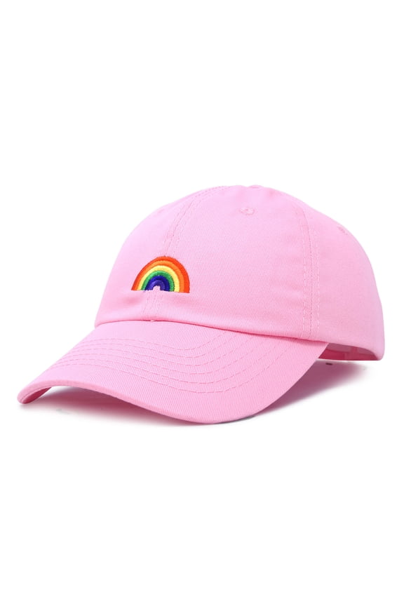 Rainbow Baseball Cap Womens Hats Cute Hat Soft Cotton Caps in Light Pink